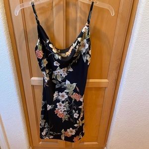 Brand New Audrey 3 Plus 1 Cowl Neck Slip Black Floral Mini Dress: size small